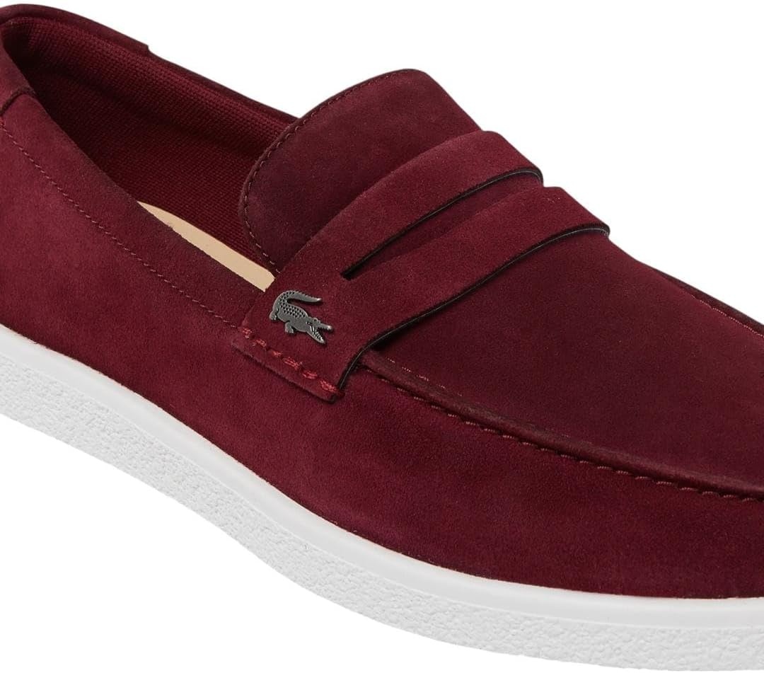 image:imageLacoste Mens Cochet Suede Slip OnsBurgundyWhite