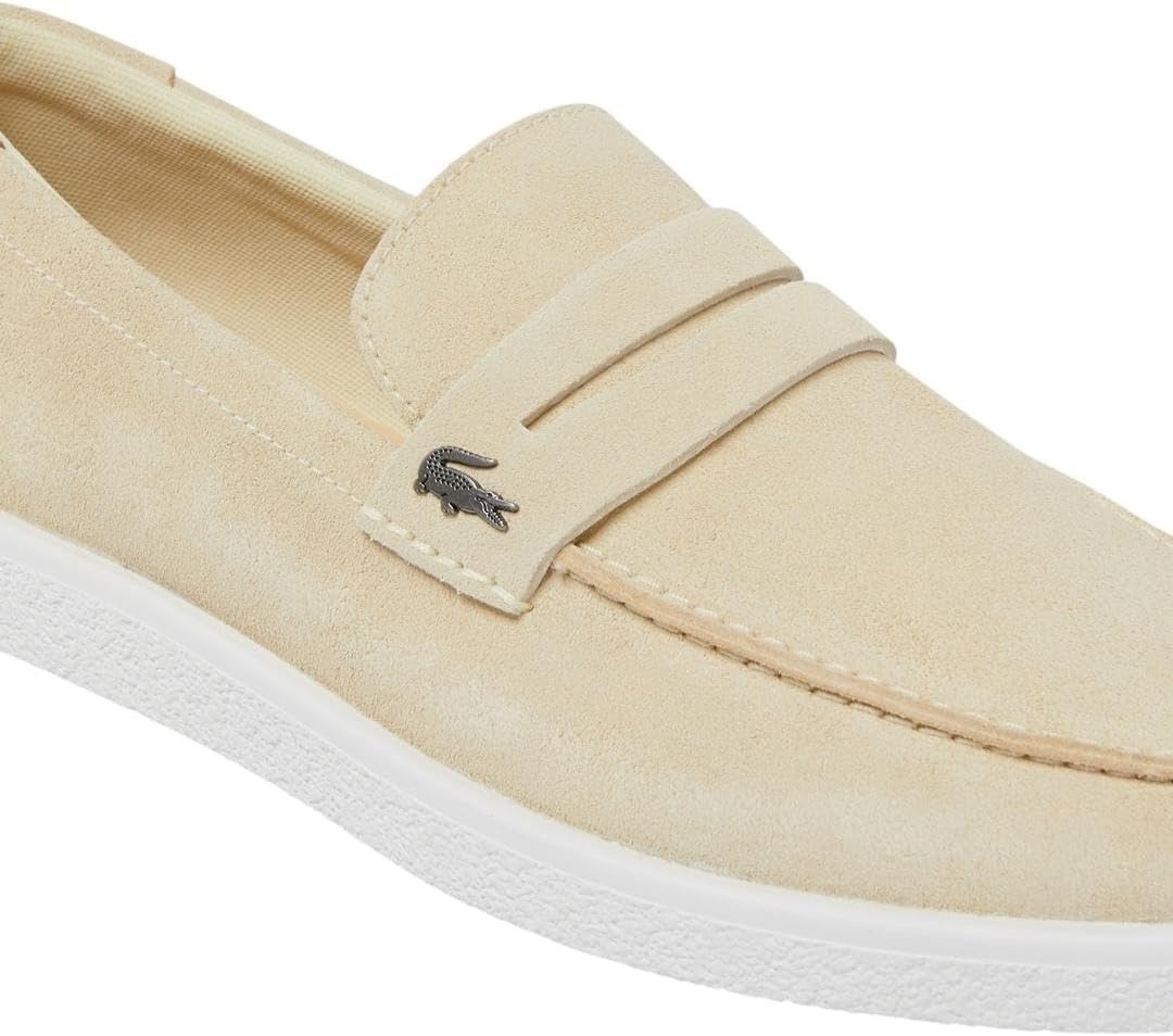 image:imageLacoste Mens Cochet Suede Slip OnsLight YellowWhite