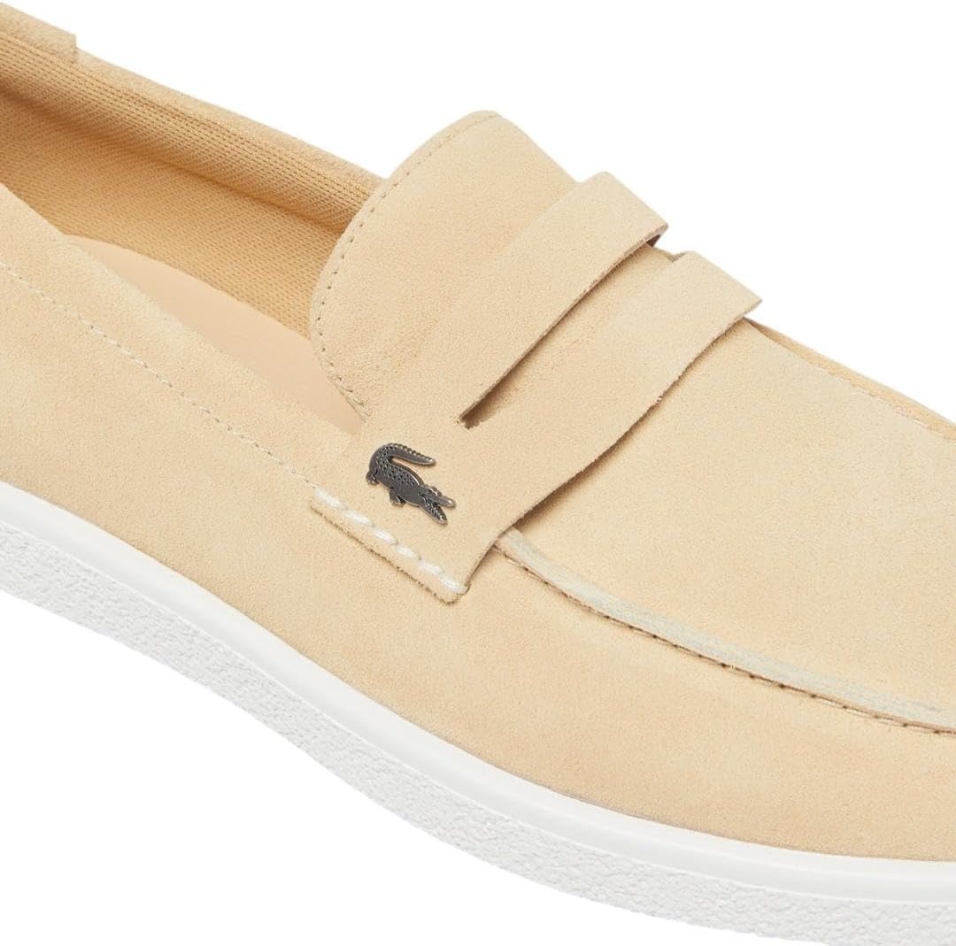 image:imageLacoste Mens Cochet Suede Slip OnsNaturalWhite