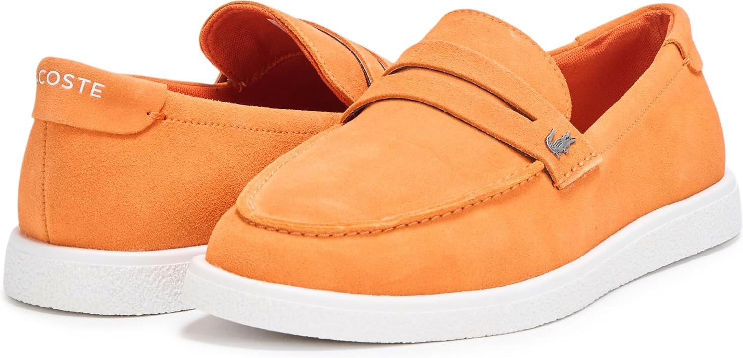 image:imageLacoste Mens Cochet Suede Slip OnsOrangeWhite