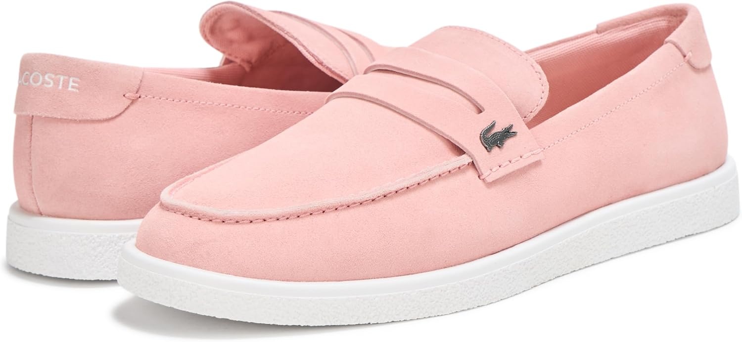 image:imageLacoste Mens Cochet Suede Slip OnsPinkWhite