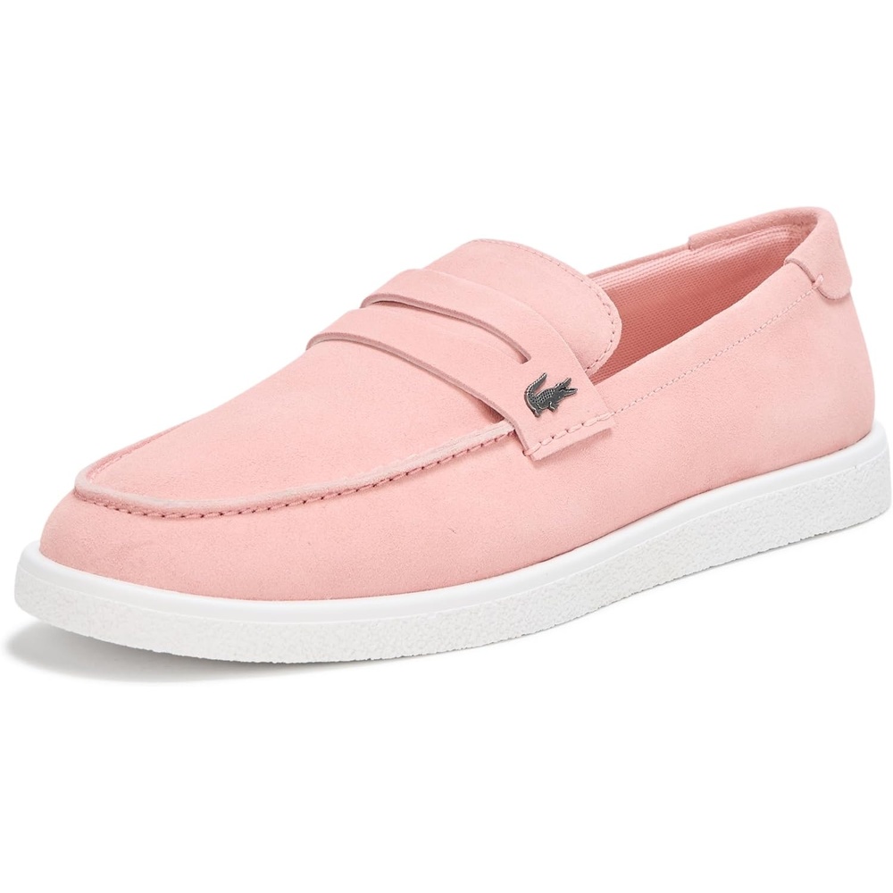 image:imageLacoste Mens Cochet Suede Slip OnsPinkWhite