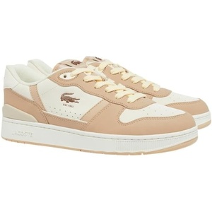 Lacoste Men’s T-Clip Set Sneakers(Light Brown & Off White)
