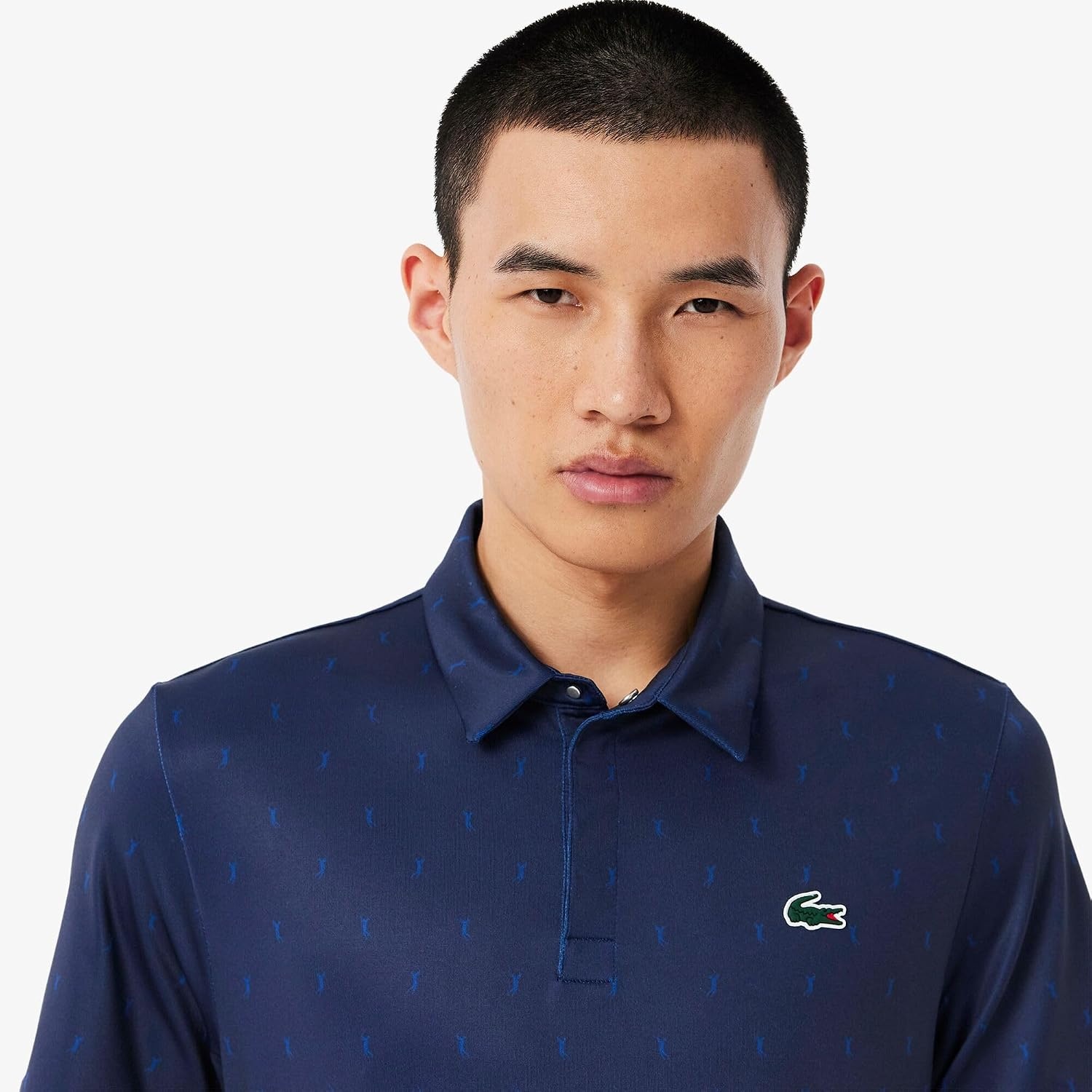 image:imageLacoste Mens AntiUV Printed Golf Polo Shirt Navy BlueGlobe All Over Print 3XLarge