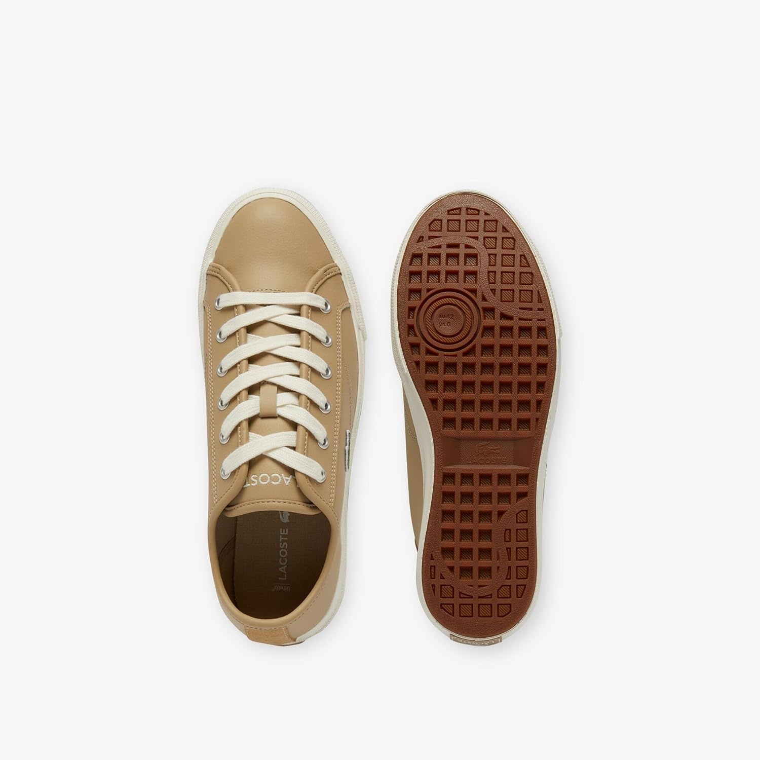 image:imageLacoste Mens Backcourt Leather SneakersLight BrownOff White