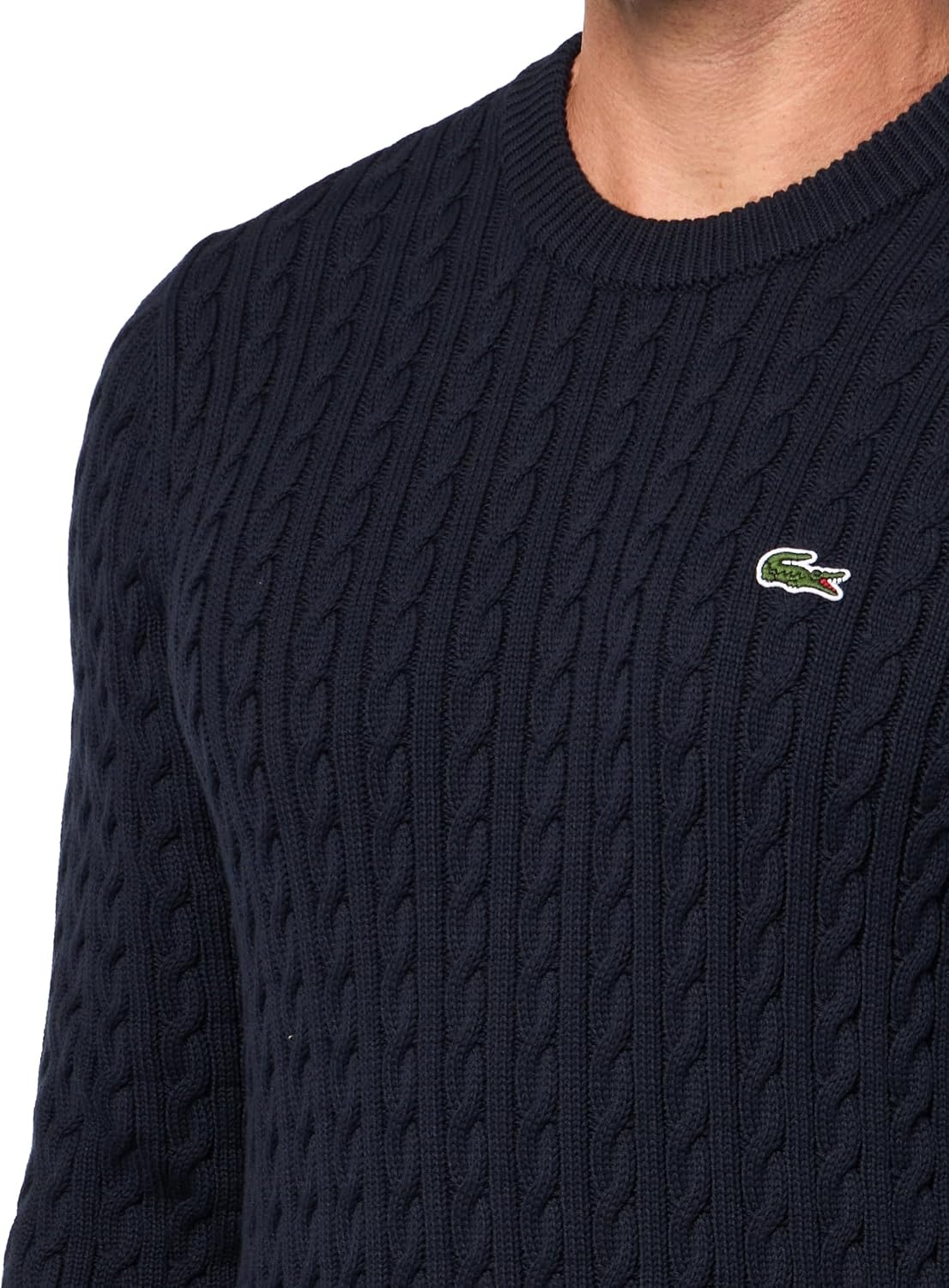 image:imageLacoste Mens Cable Knit Cotton SweaterNavy BlueGreen
