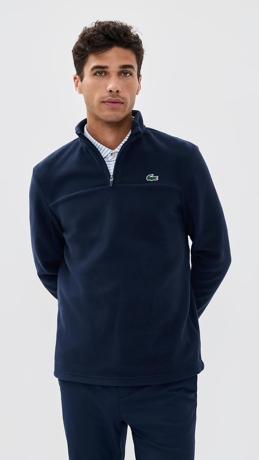 image:imageLacoste Mens Polar Fleece Quarter ZipNavy Blue