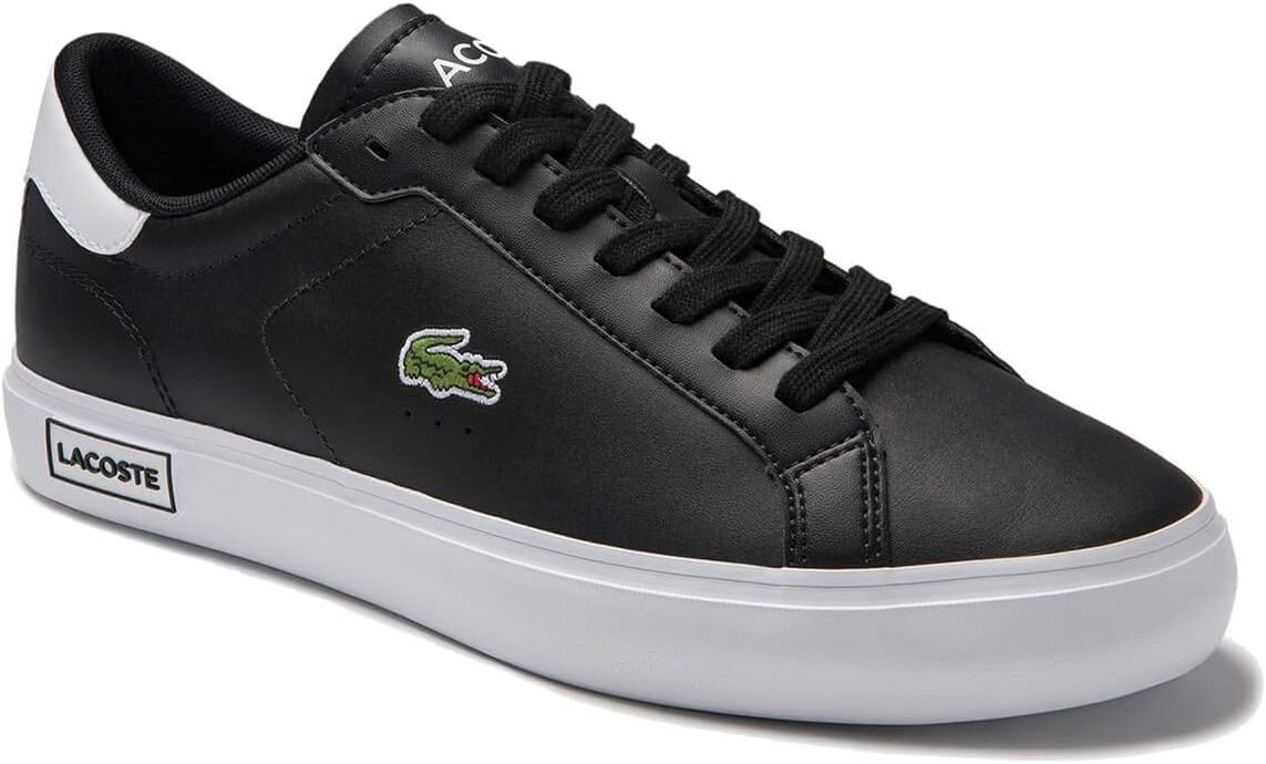 image:imageLacoste Mens Powercourt Leather SneakersBlk Wht