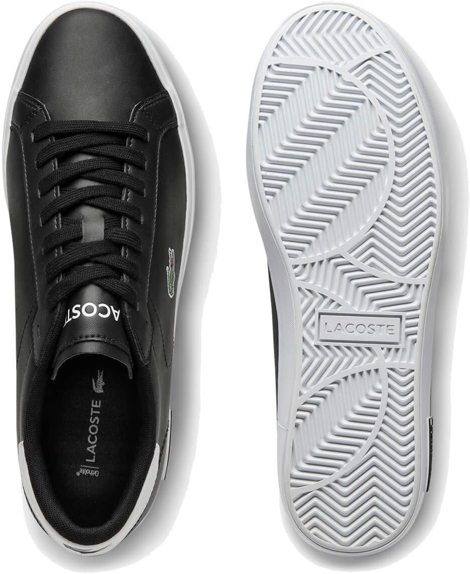 image:imageLacoste Mens Powercourt Leather SneakersBlk Wht