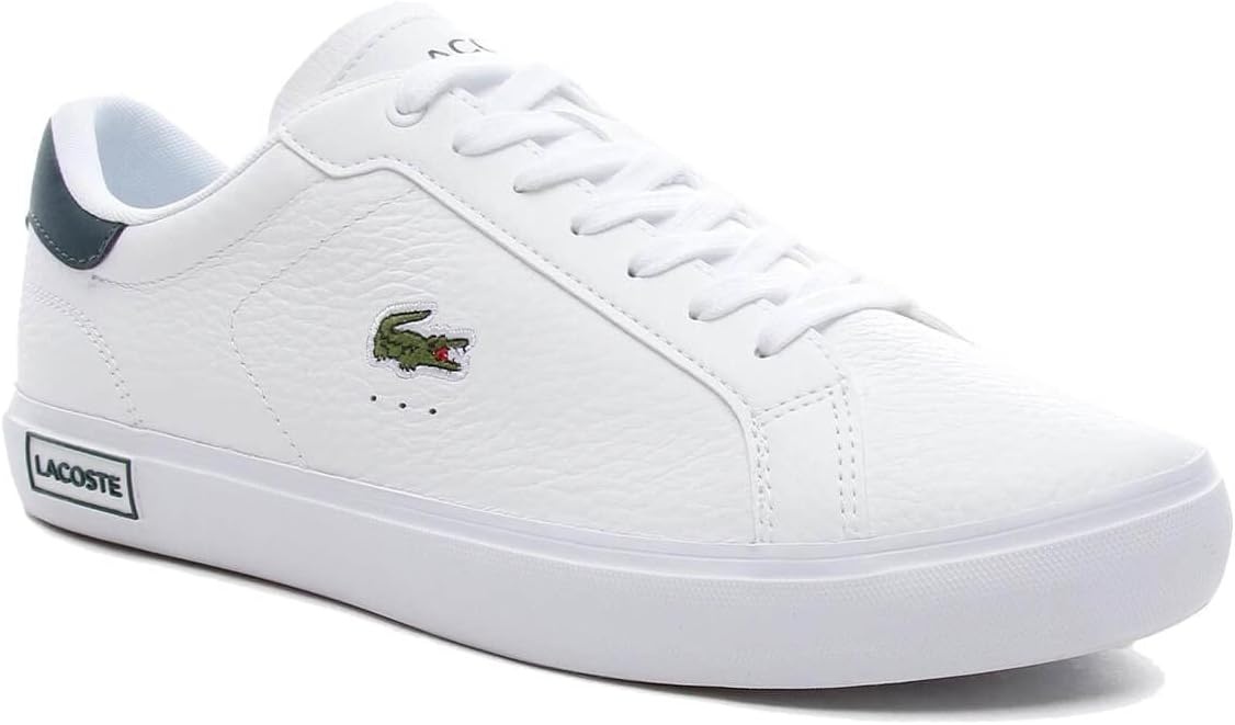 image:imageLacoste Mens Powercourt Leather SneakersWht Dk Grn