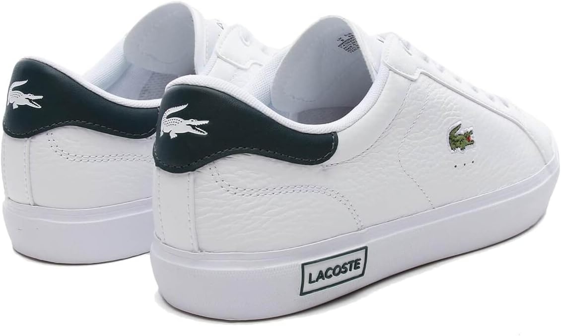 image:imageLacoste Mens Powercourt Leather SneakersWht Dk Grn