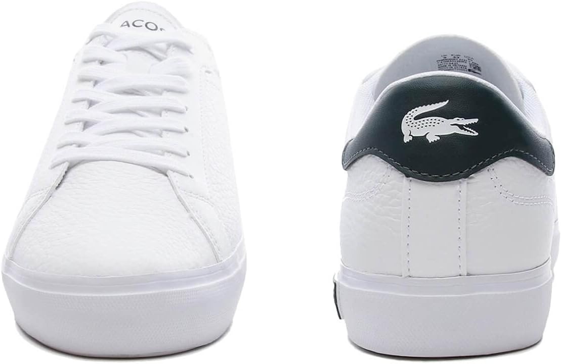 image:imageLacoste Mens Powercourt Leather SneakersWht Dk Grn