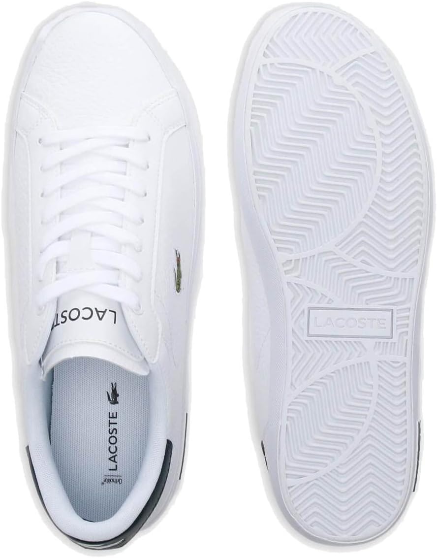 image:imageLacoste Mens Powercourt Leather SneakersWht Dk Grn