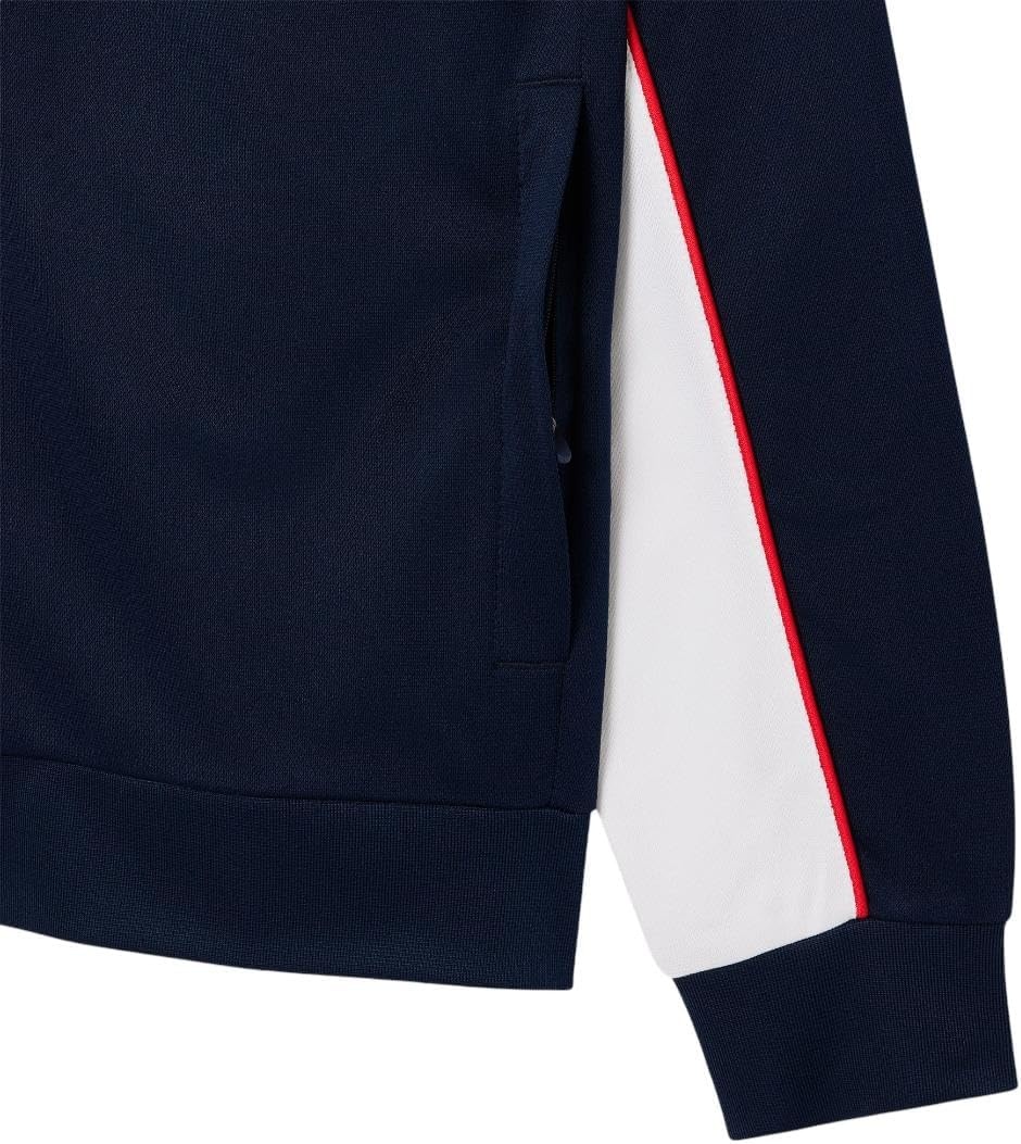 image:imageLacoste Mens Print Branding Zipped SweatshirtNavy BlueWhiteGrenadine Red