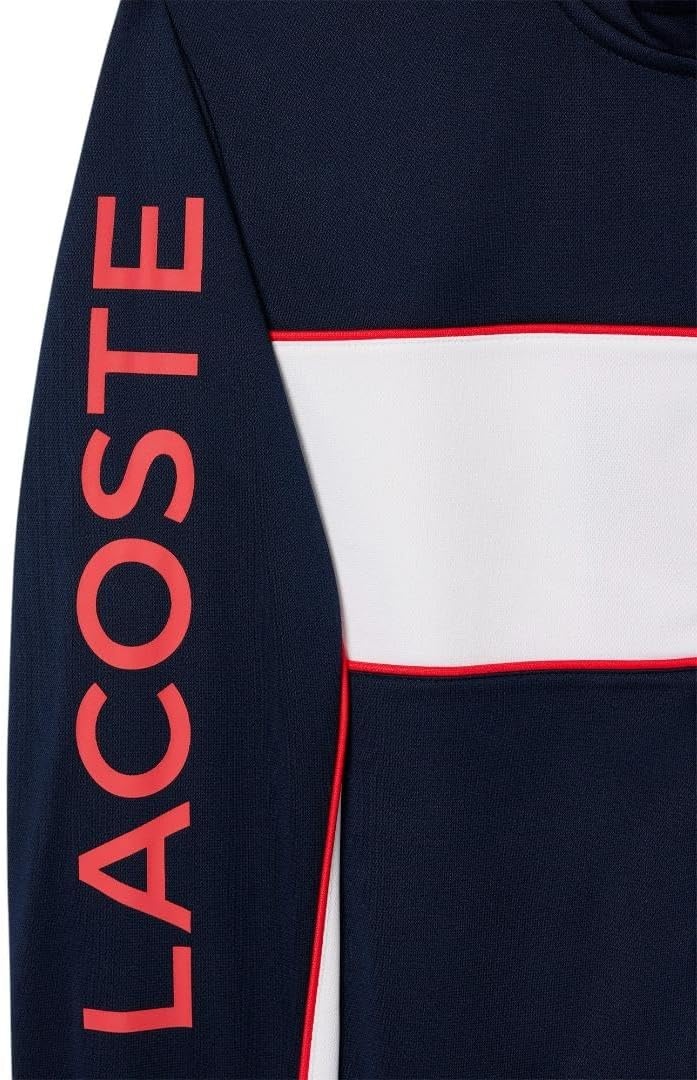 image:imageLacoste Mens Print Branding Zipped SweatshirtNavy BlueWhiteGrenadine Red
