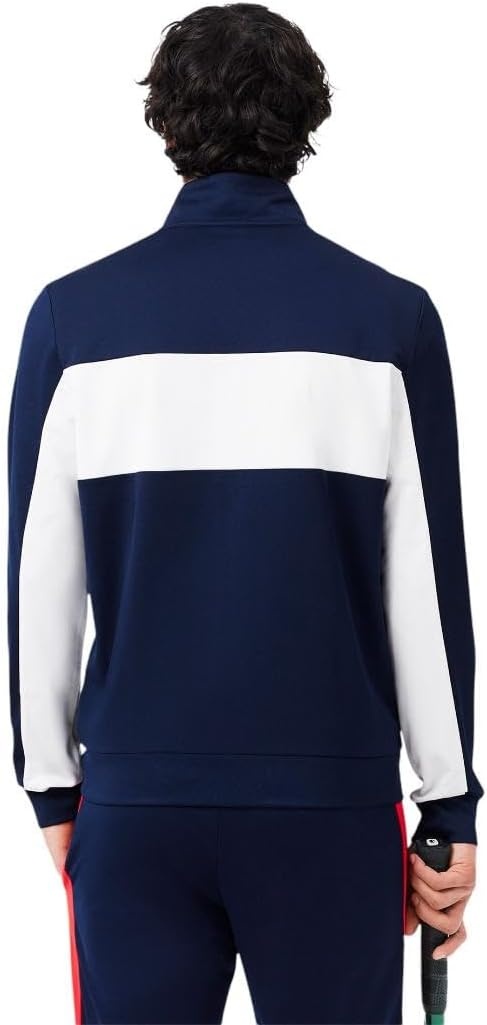 image:imageLacoste Mens Print Branding Zipped SweatshirtNavy BlueWhiteGrenadine Red