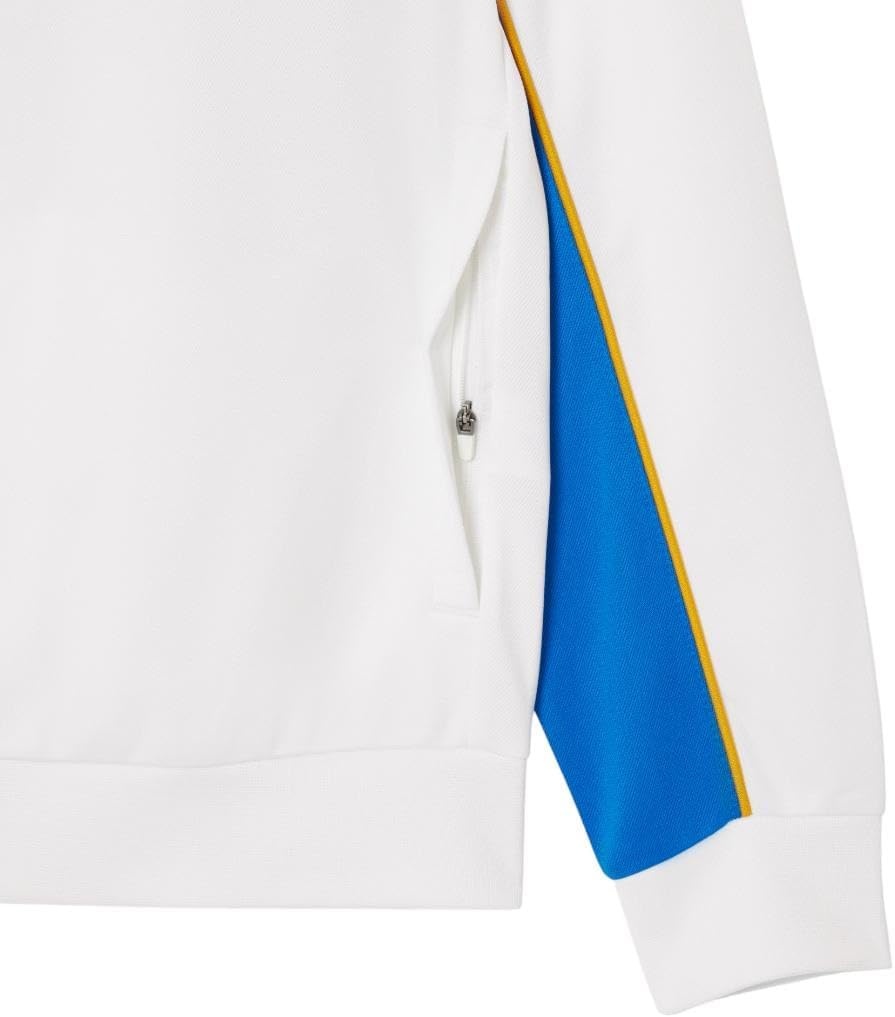 image:imageLacoste Mens Print Branding Zipped SweatshirtWhiteGipsy BluePlum Yellow