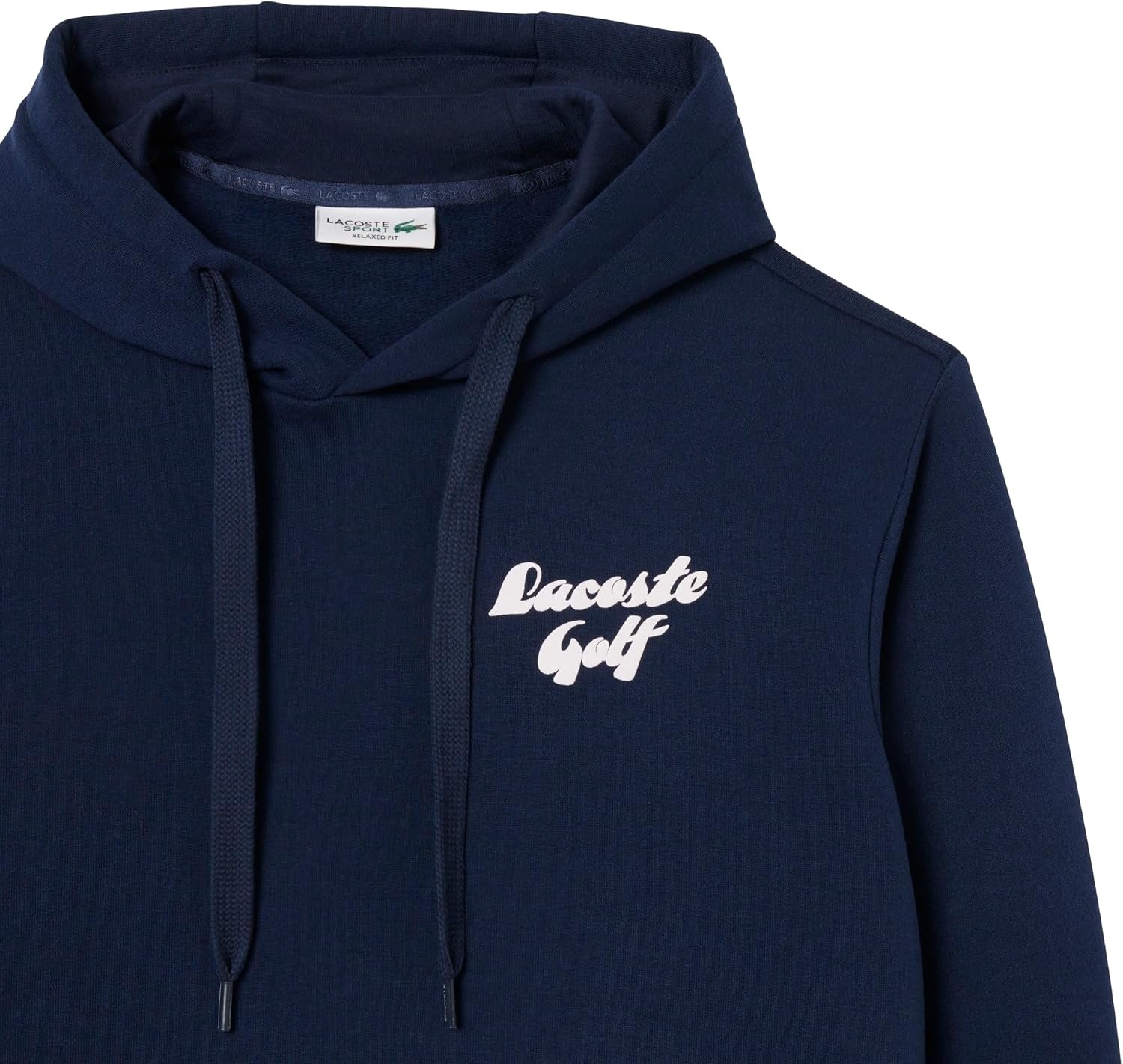 image:imageLacoste Mens Printed Fleece Golf HoodieNavy Blue