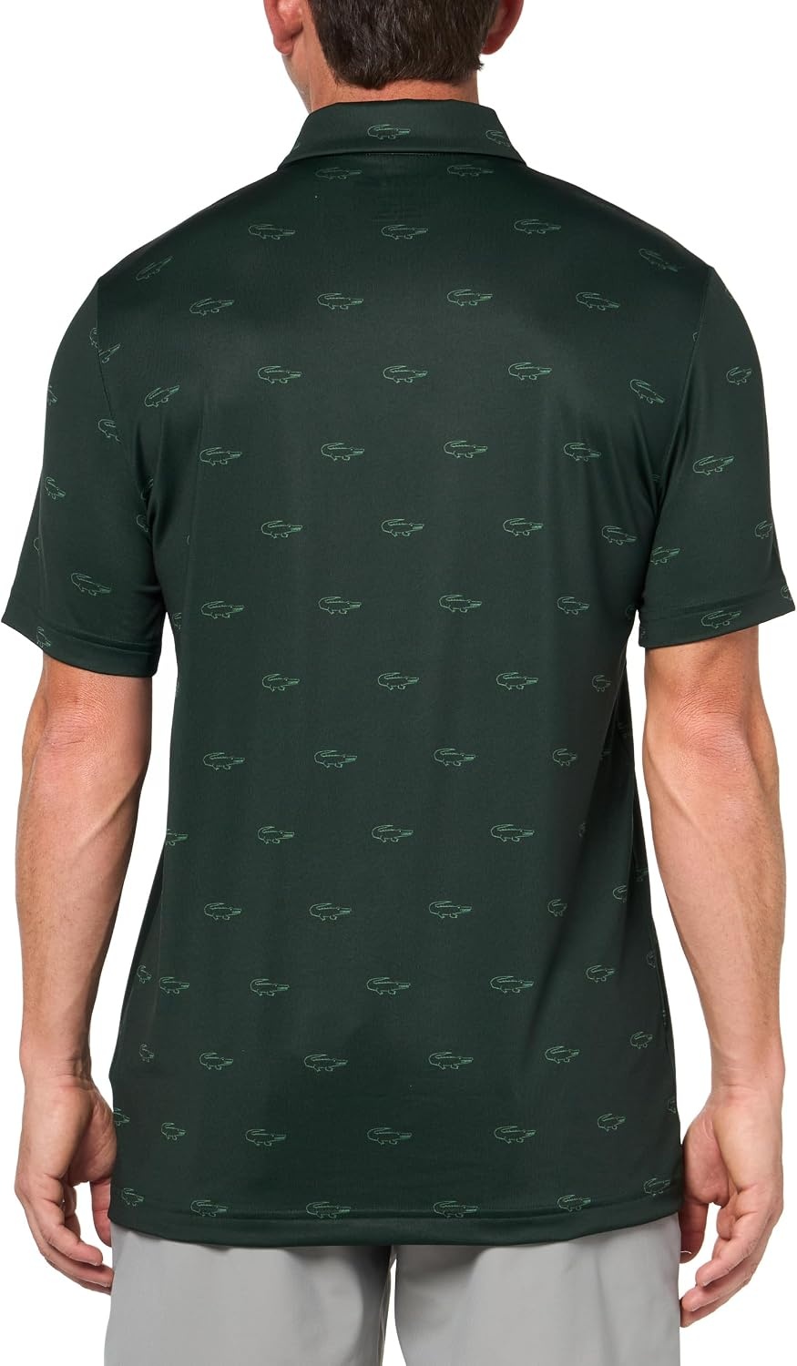 image:imageLacoste Mens Regular Fit UV Protect AllOver Print Golf Polo Shirt Forest GreenFlour Small
