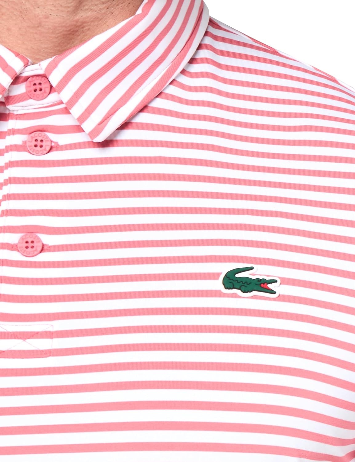 image:imageLacoste Mens Regular Fit UV Protect Collar Logo Golf Polo ShirtAliceWhite