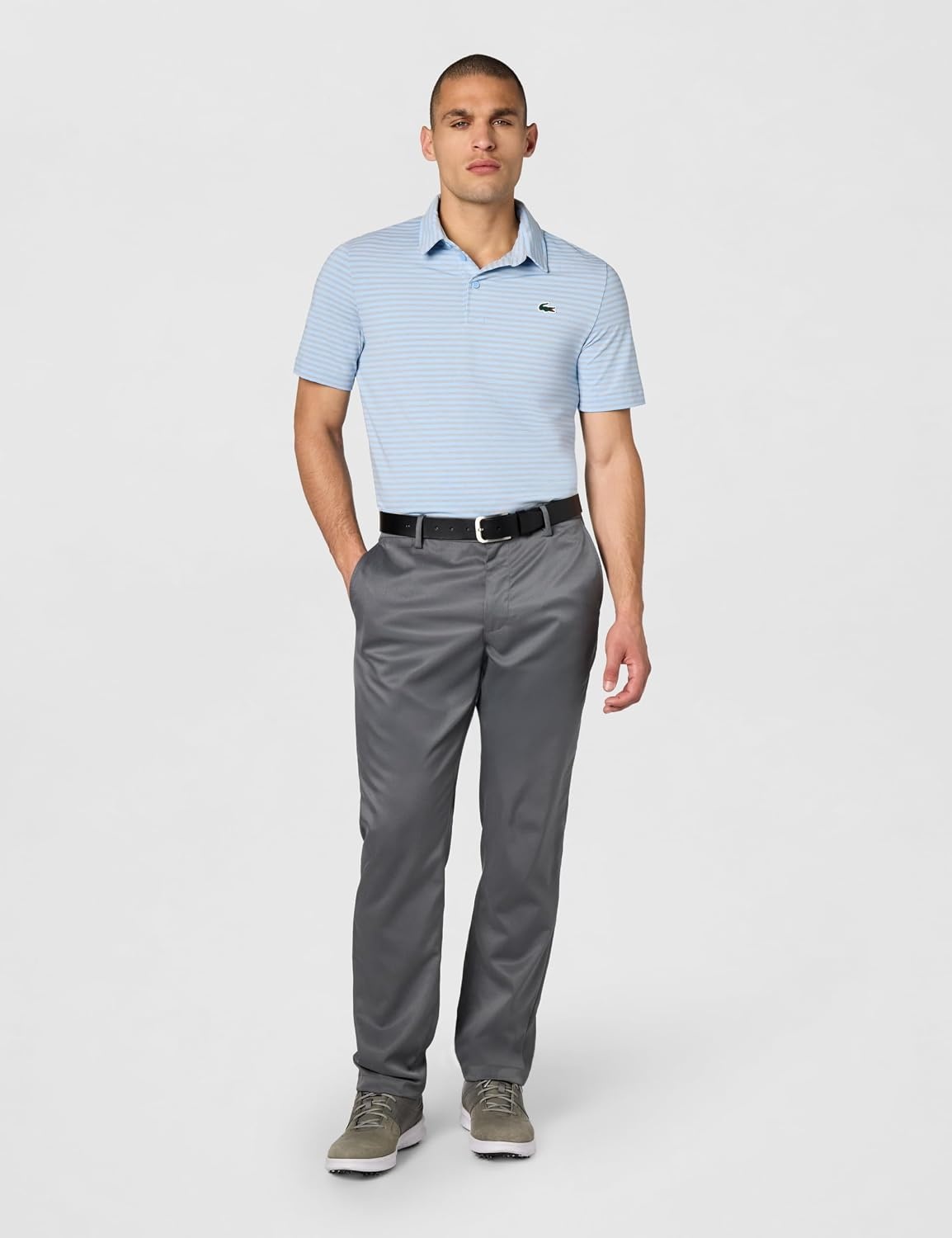 image:imageLacoste Mens Regular Fit UV Protect Collar Logo Golf Polo ShirtBlueSilver