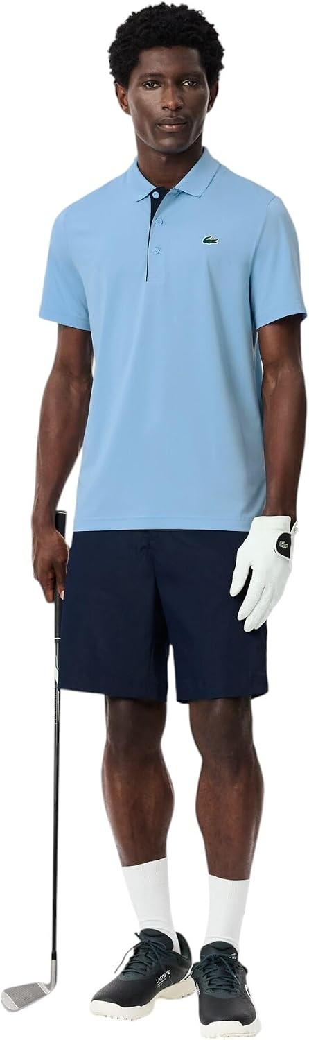 image:imageLacoste Mens Regular Fit UV Protect Collar Logo Golf Polo ShirtClassic BlueNavy Blue