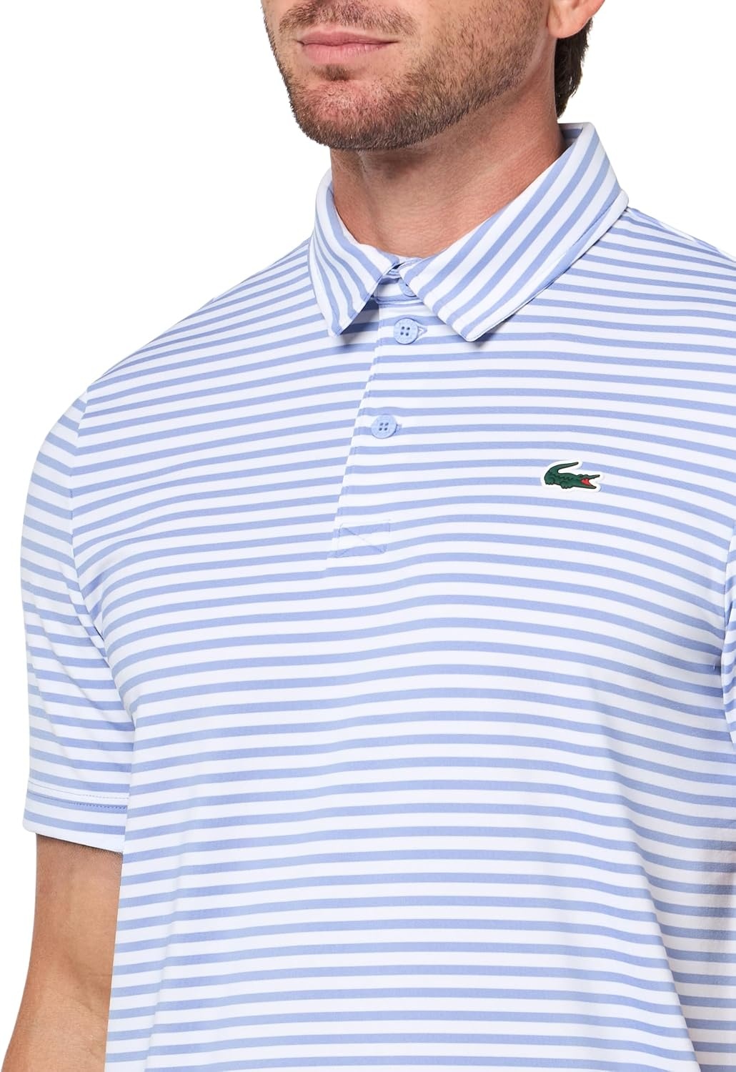 image:imageLacoste Mens Regular Fit UV Protect Collar Logo Golf Polo ShirtDelphiniumWhite