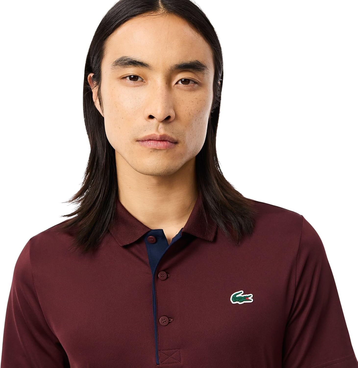image:imageLacoste Mens Regular Fit UV Protect Collar Logo Golf Polo ShirtExpressoNavy Blue