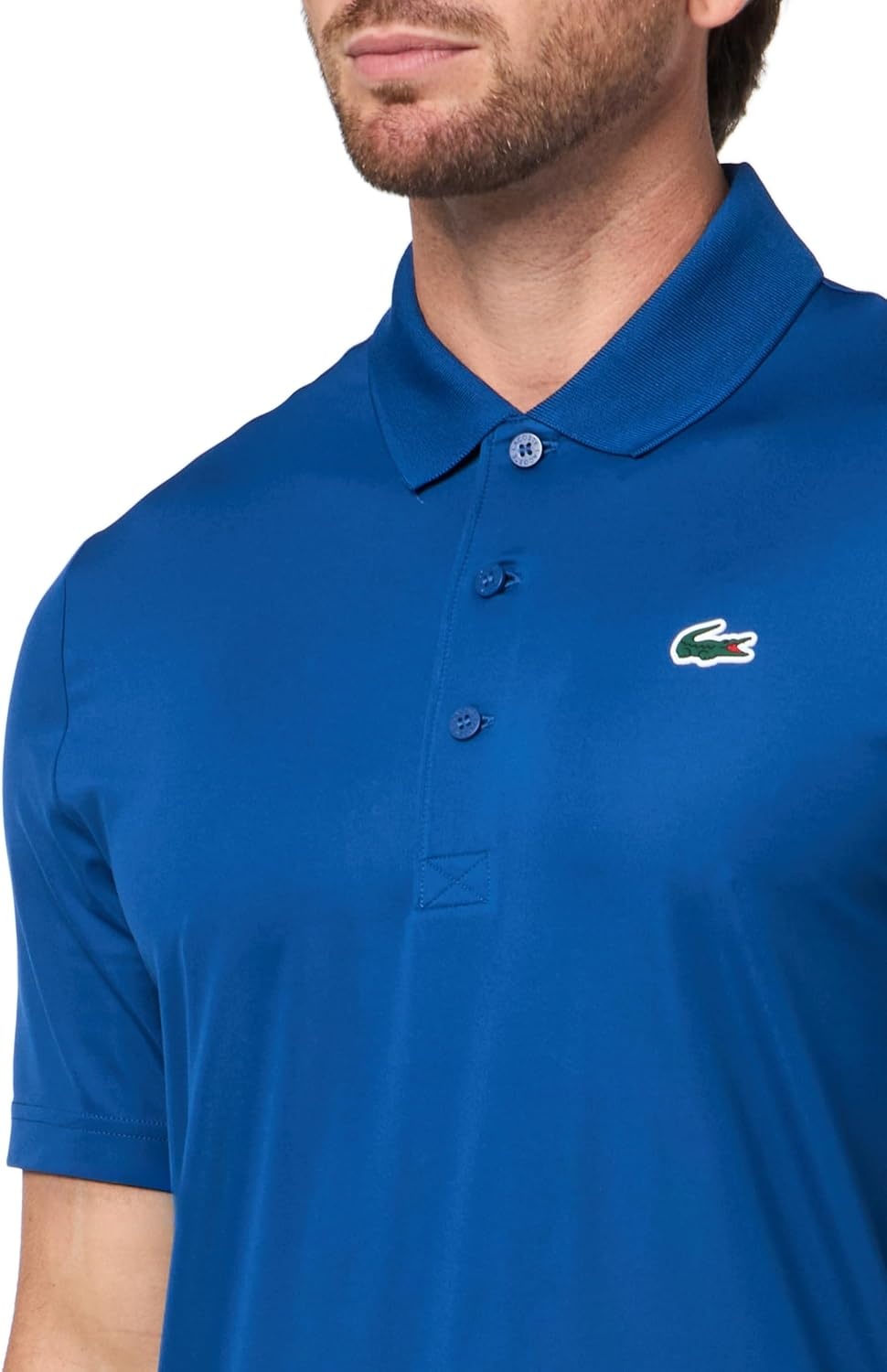 image:imageLacoste Mens Regular Fit UV Protect Collar Logo Golf Polo ShirtFrance Blue
