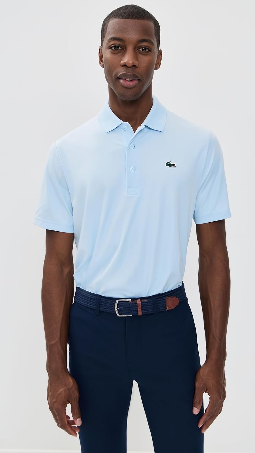 image:imageLacoste Mens Regular Fit UV Protect Collar Logo Golf Polo ShirtLight Blue