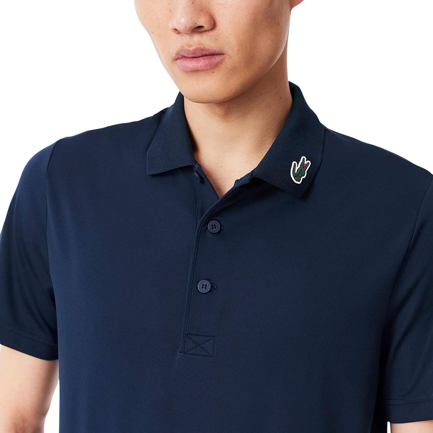 image:imageLacoste Mens Regular Fit UV Protect Collar Logo Golf Polo ShirtNew Navy Blue