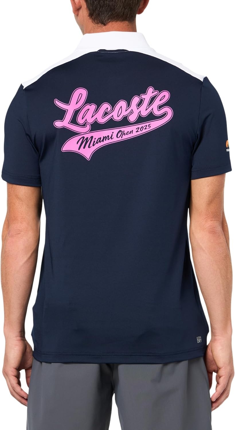 image:imageLacoste Mens Regular Fit UV Protect Collar Logo Golf Polo ShirtNew Navy BlueWhite