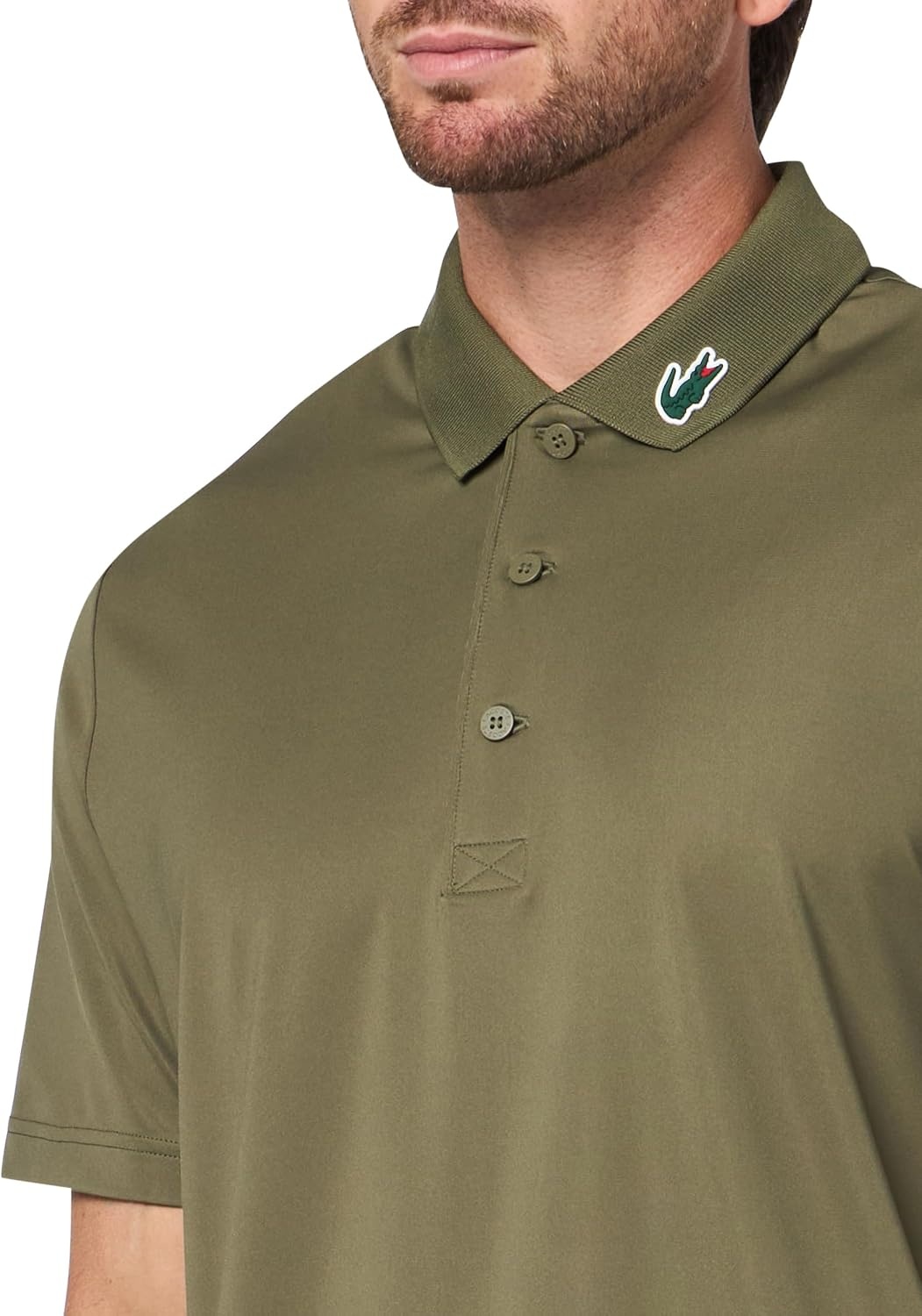 image:imageLacoste Mens Regular Fit UV Protect Collar Logo Golf Polo ShirtNew Olive