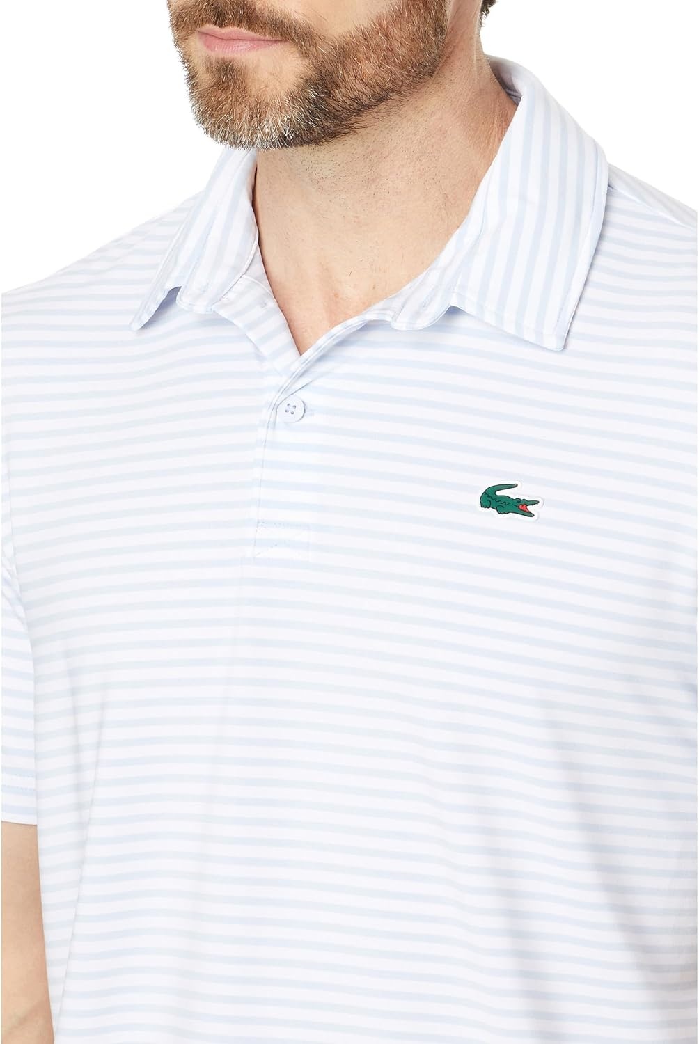 image:imageLacoste Mens Regular Fit UV Protect Collar Logo Golf Polo ShirtPhoenix BlueWhite