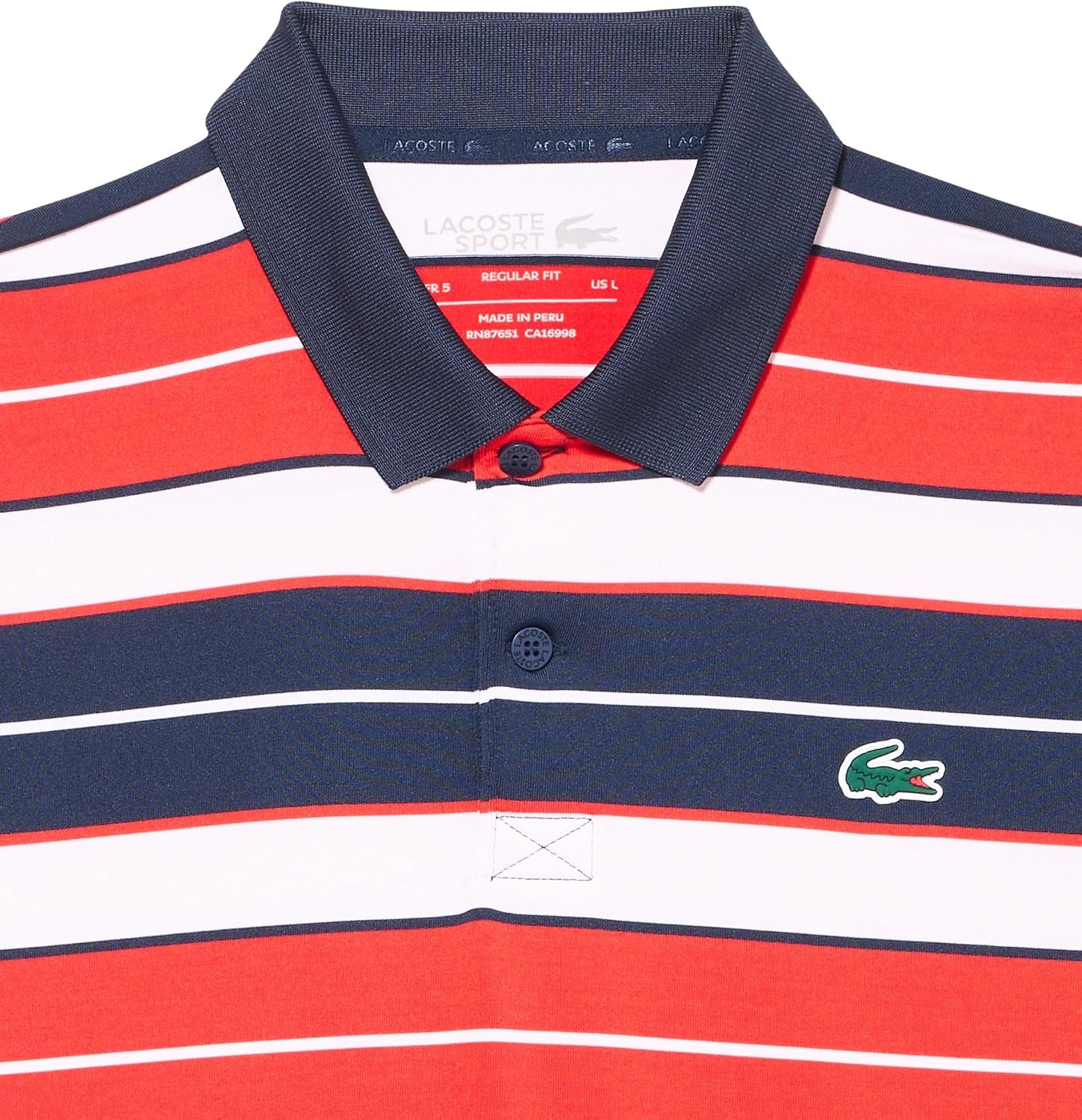 image:imageLacoste Mens Regular Fit UV Protect Collar Logo Golf Polo ShirtRedcurrantWhite