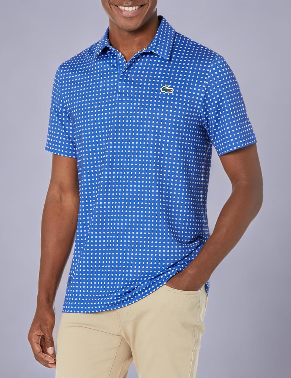 image:imageLacoste Mens Regular Fit UV Protect Golf Polo ShirtCobaltFlour