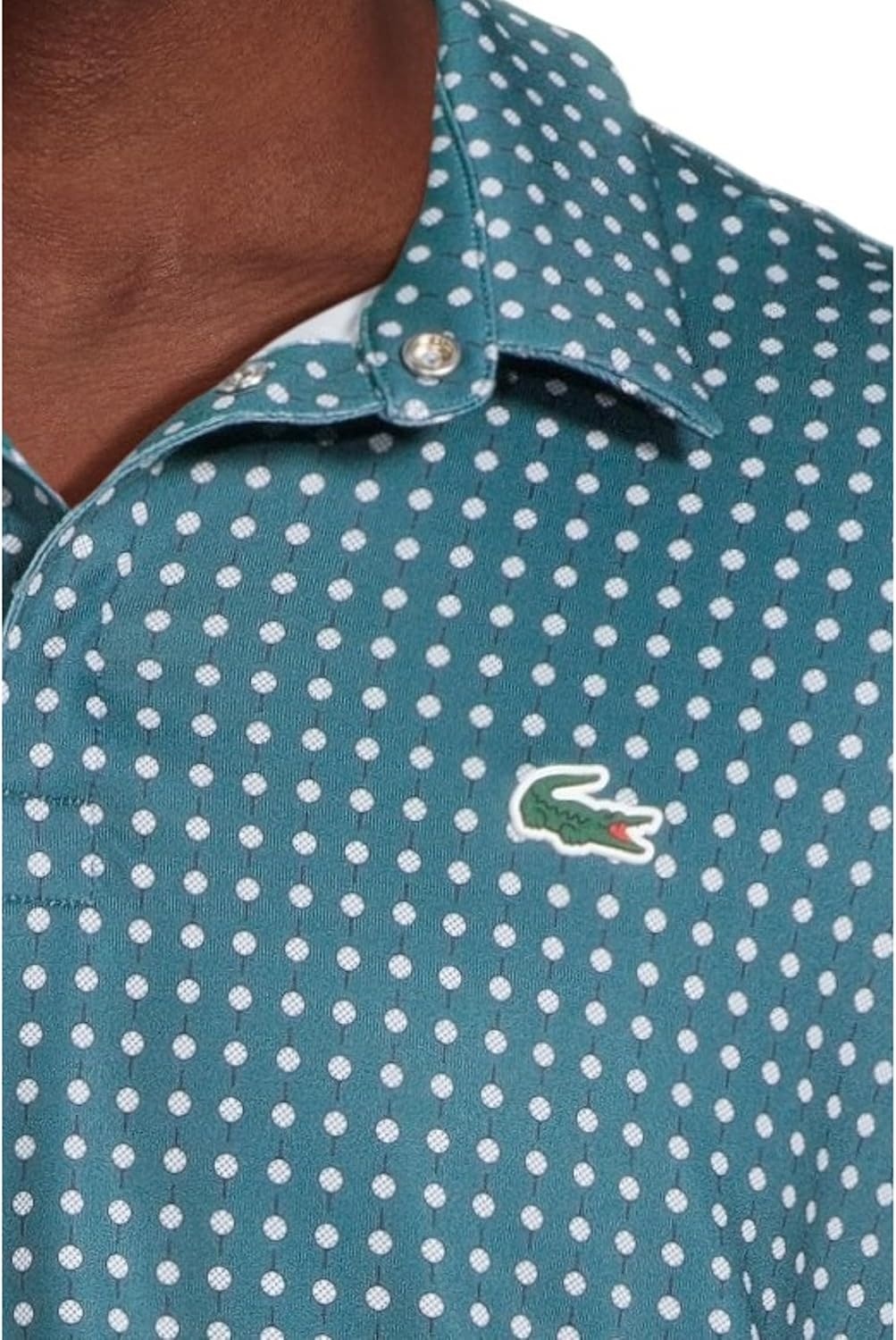 image:imageLacoste Mens Regular Fit UV Protect Golf Polo ShirtDark BlueWhite