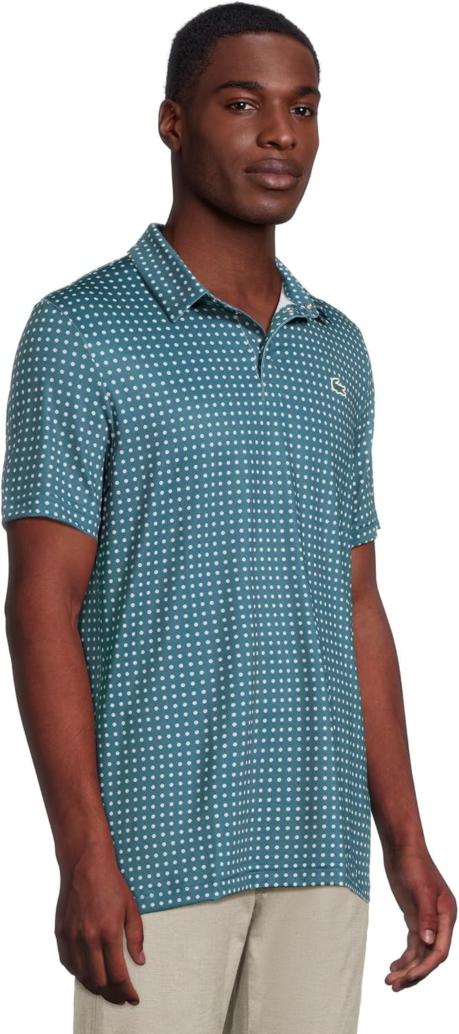 image:imageLacoste Mens Regular Fit UV Protect Golf Polo ShirtDark BlueWhite