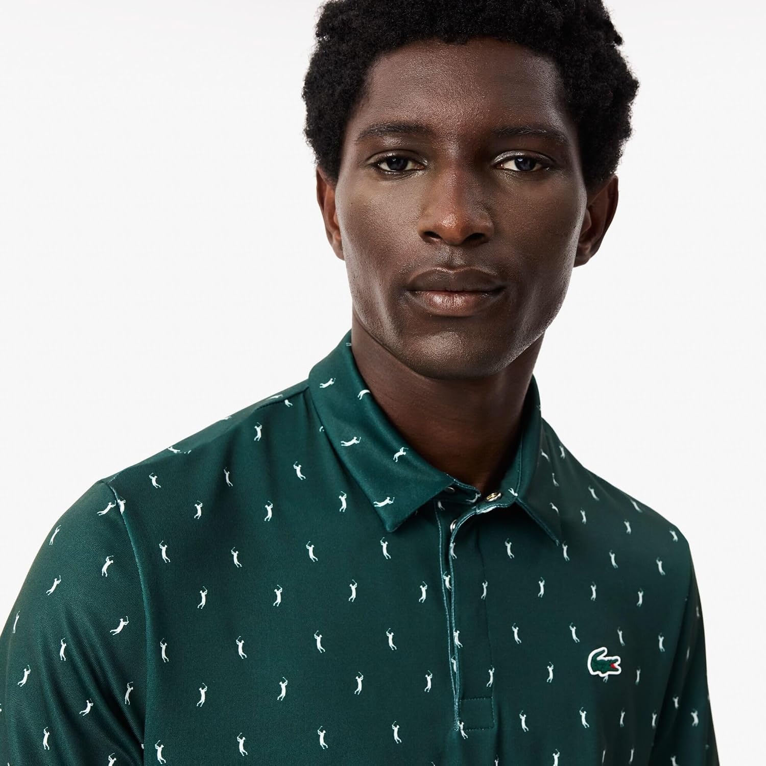 image:imageLacoste Mens Regular Fit UV Protect Golf Polo ShirtForest GreenFlour