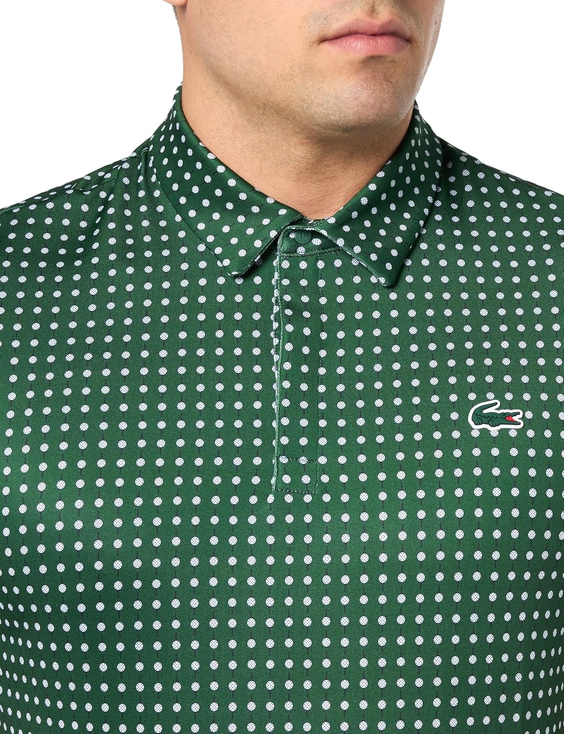 image:imageLacoste Mens Regular Fit UV Protect Golf Polo ShirtGreenWhite
