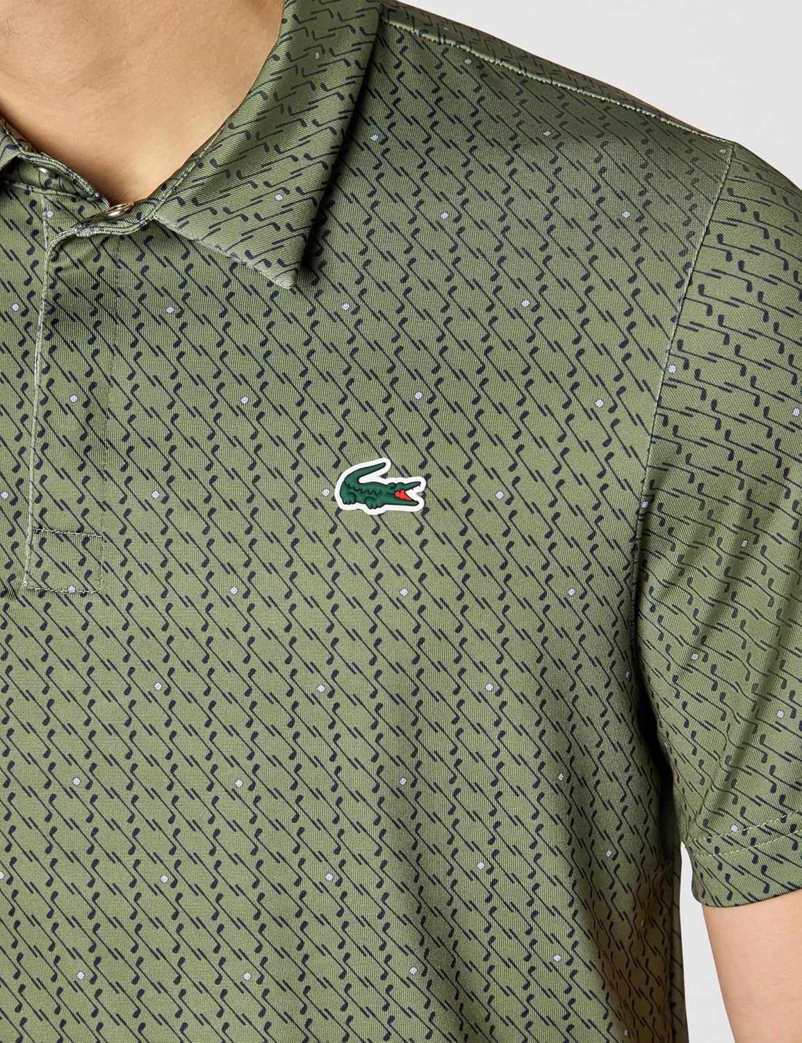 image:imageLacoste Mens Regular Fit UV Protect Golf Polo ShirtKhakiNavy Blue