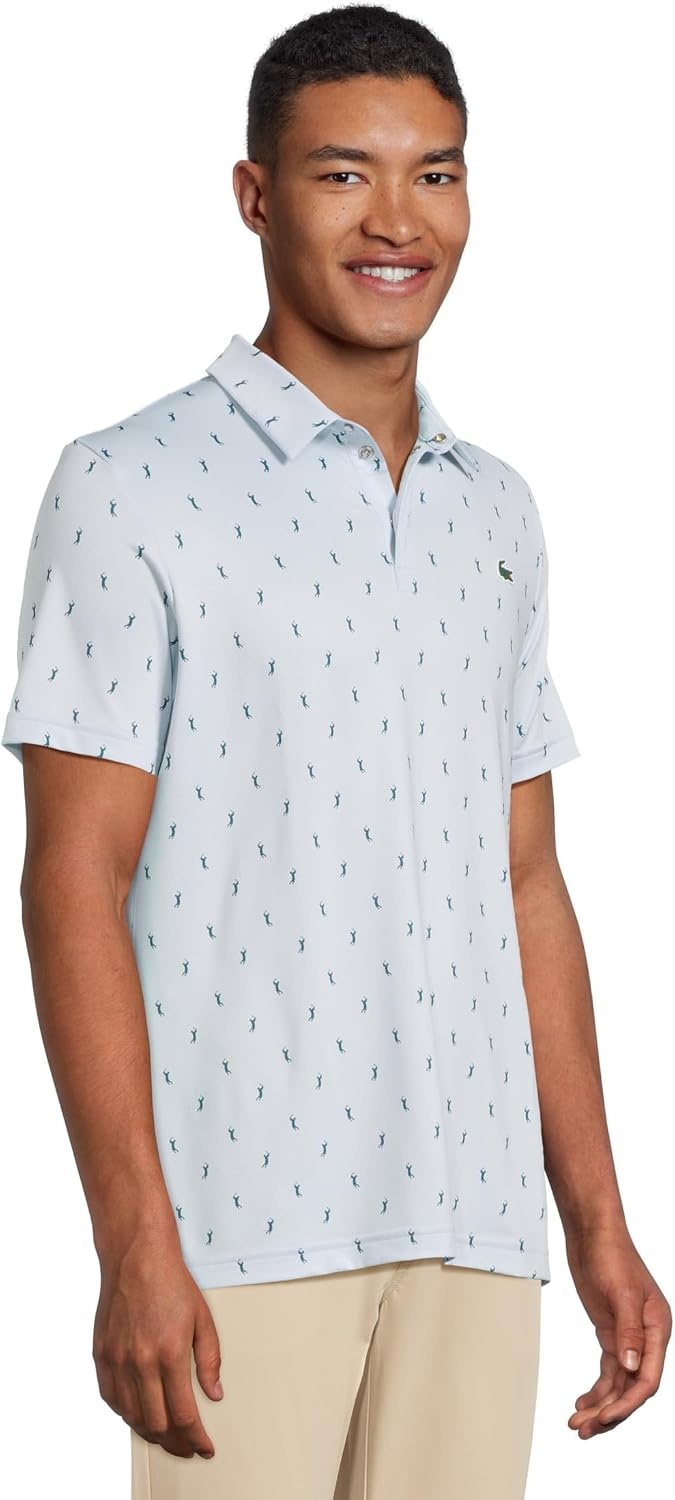 image:imageLacoste Mens Regular Fit UV Protect Golf Polo ShirtLight BlueWhite