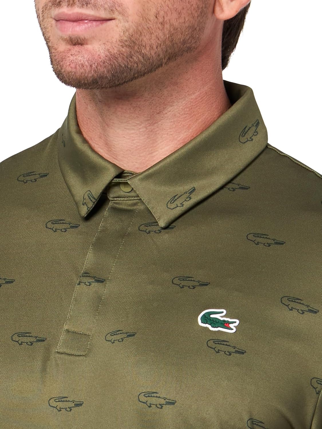 image:imageLacoste Mens Regular Fit UV Protect Golf Polo ShirtOliveOliveSinople