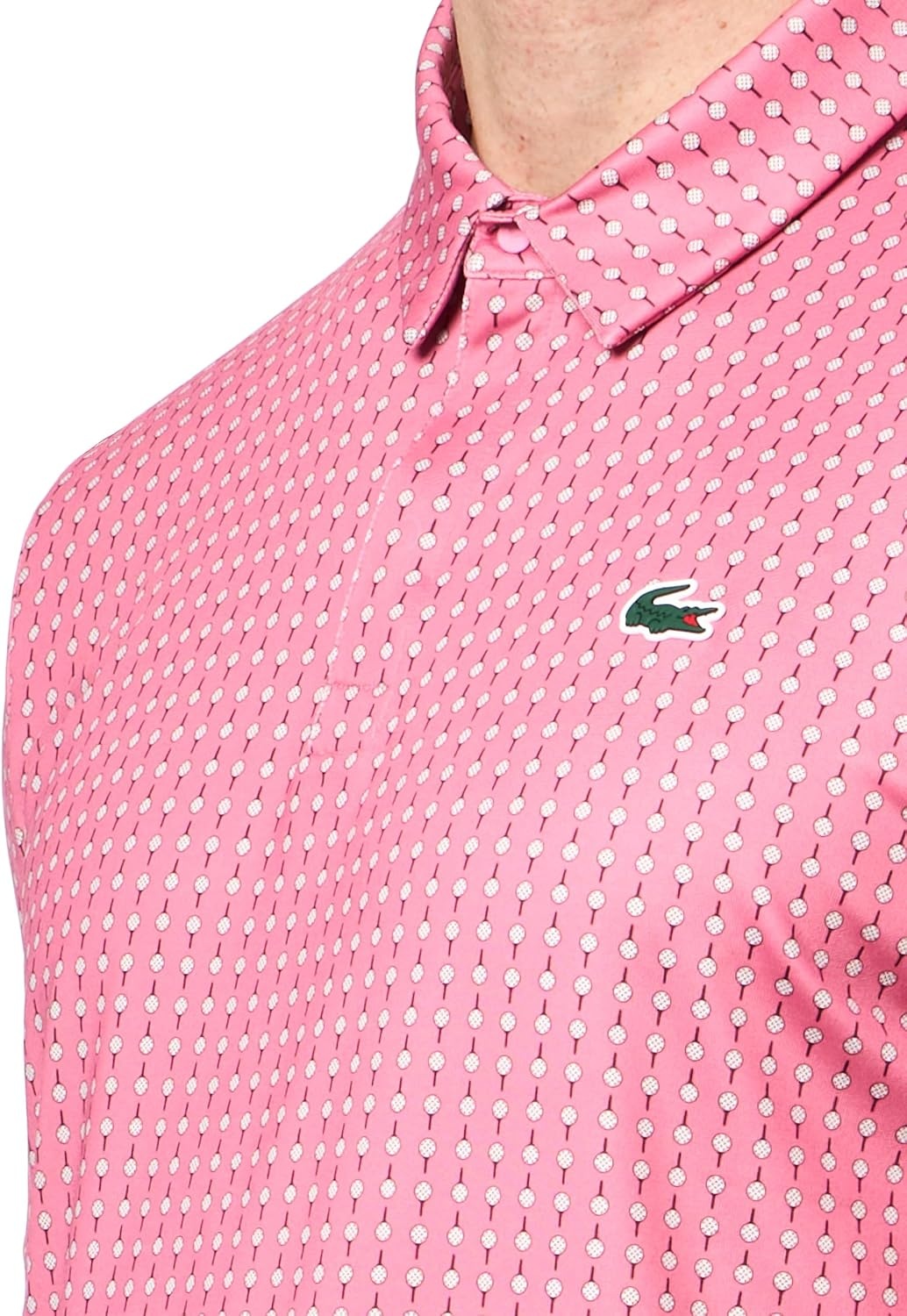 image:imageLacoste Mens Regular Fit UV Protect Golf Polo ShirtReseda PinkFlour All Over Print