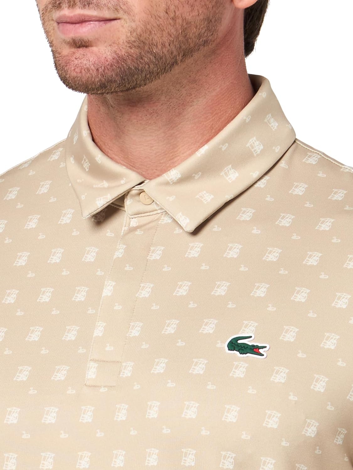 image:imageLacoste Mens Regular Fit UV Protect Golf Polo ShirtVienneseVienneseFlour