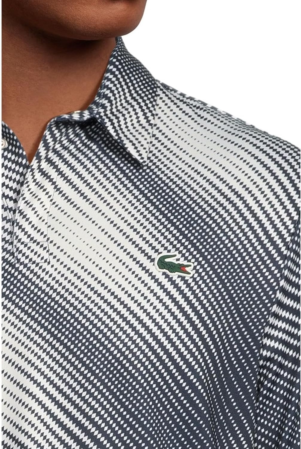 image:imageLacoste Mens Regular Fit UV Protect Golf Polo ShirtWhiteNavy Blue