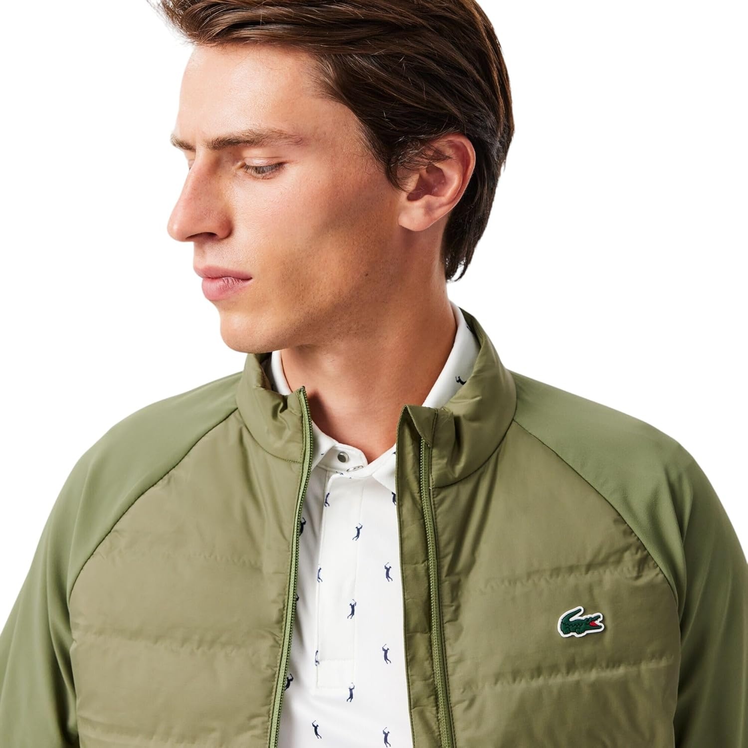 image:imageLacoste Mens Sport High Neck Quilted Golf JacketKhakiKhaki