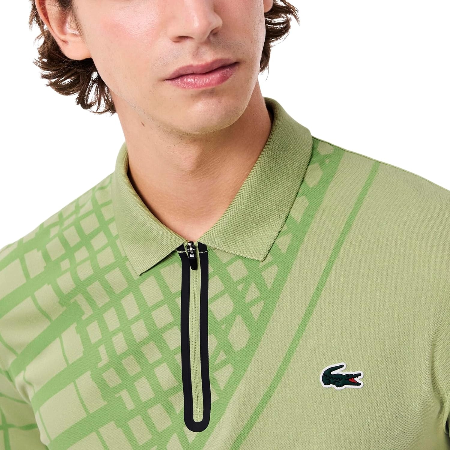 image:imageLacoste Mens Sport UltraDry Printed Slim Fit Tennis PoloBirch