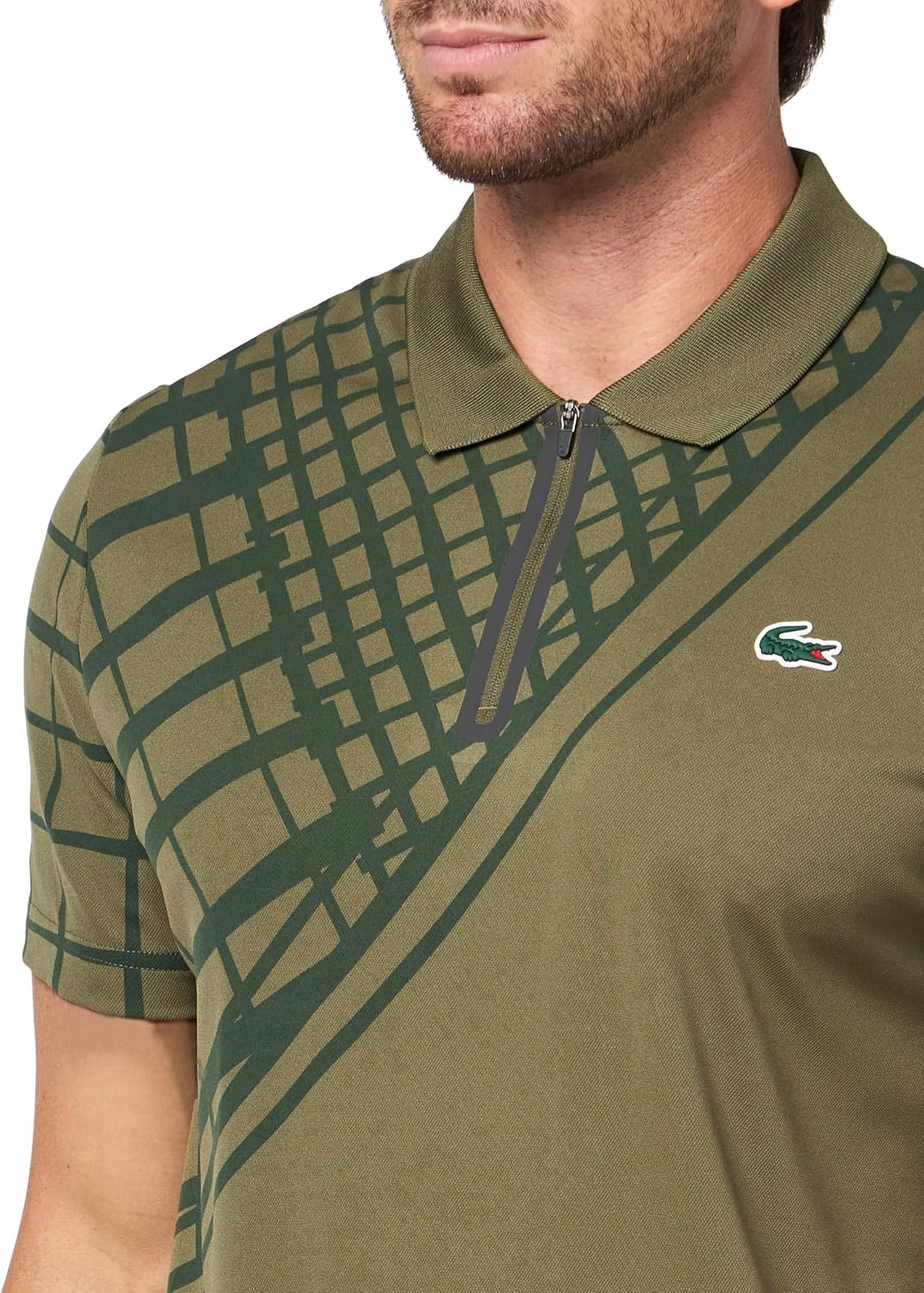 image:imageLacoste Mens Sport UltraDry Printed Slim Fit Tennis PoloOlive