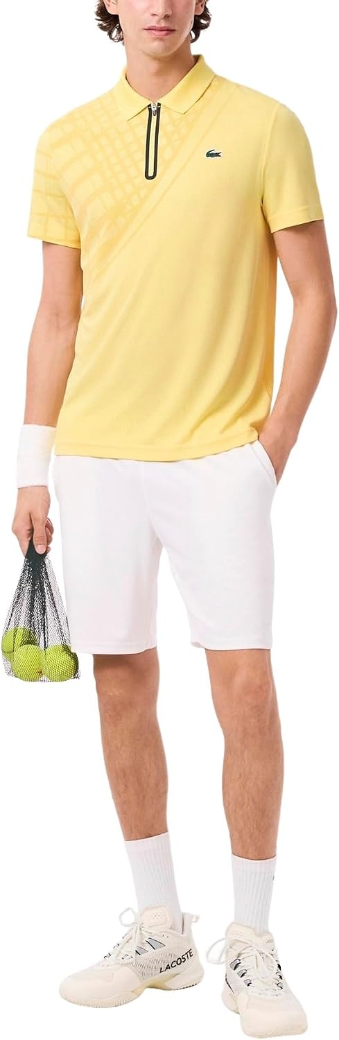image:imageLacoste Mens Sport UltraDry Printed Slim Fit Tennis PoloYellow